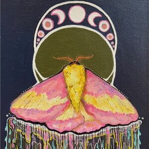 Rosy Maple moth signed print by artist